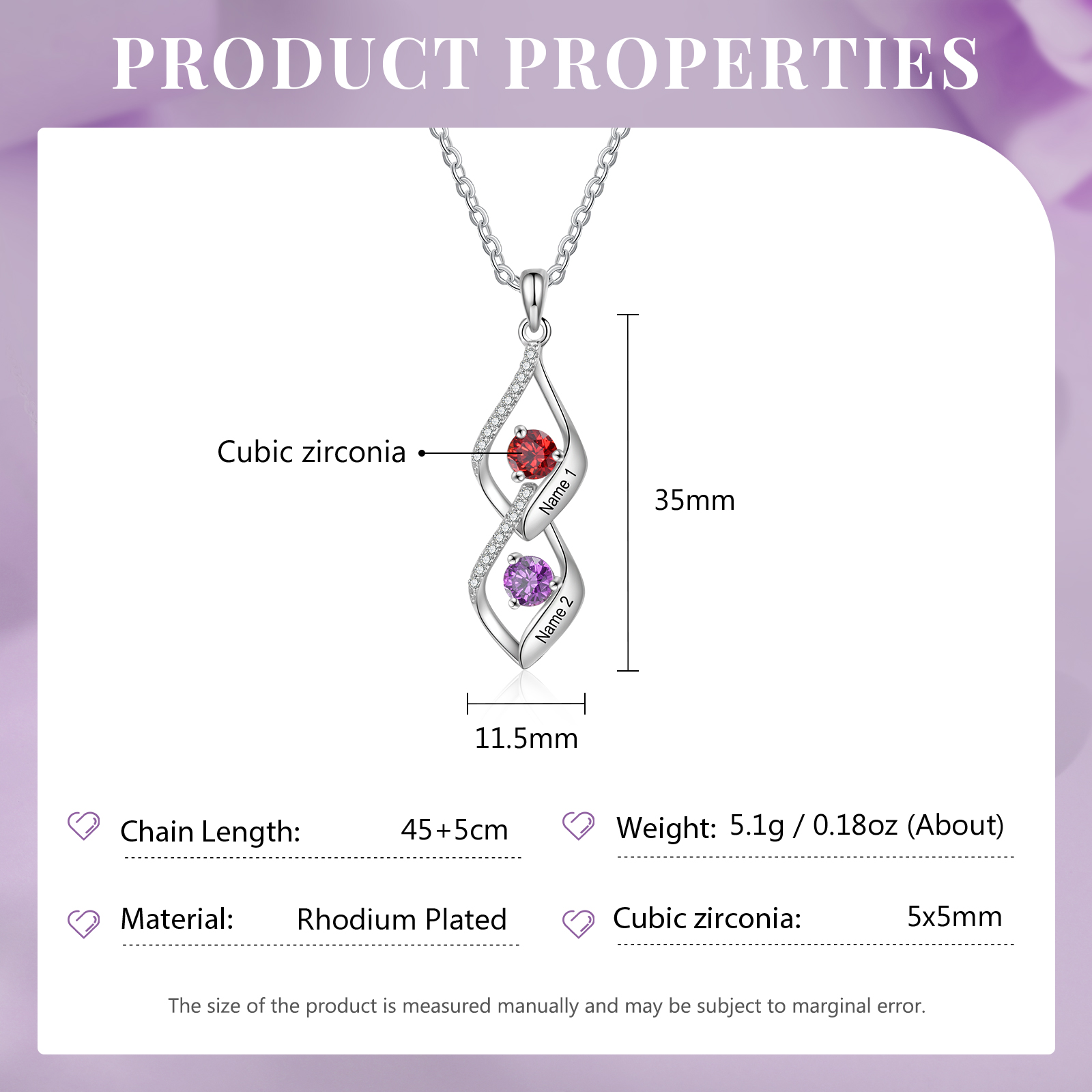 2 Names - Personalized Necklace Custom Birthstone Necklace Engraved with Name A special Gift For Mom/Grandma