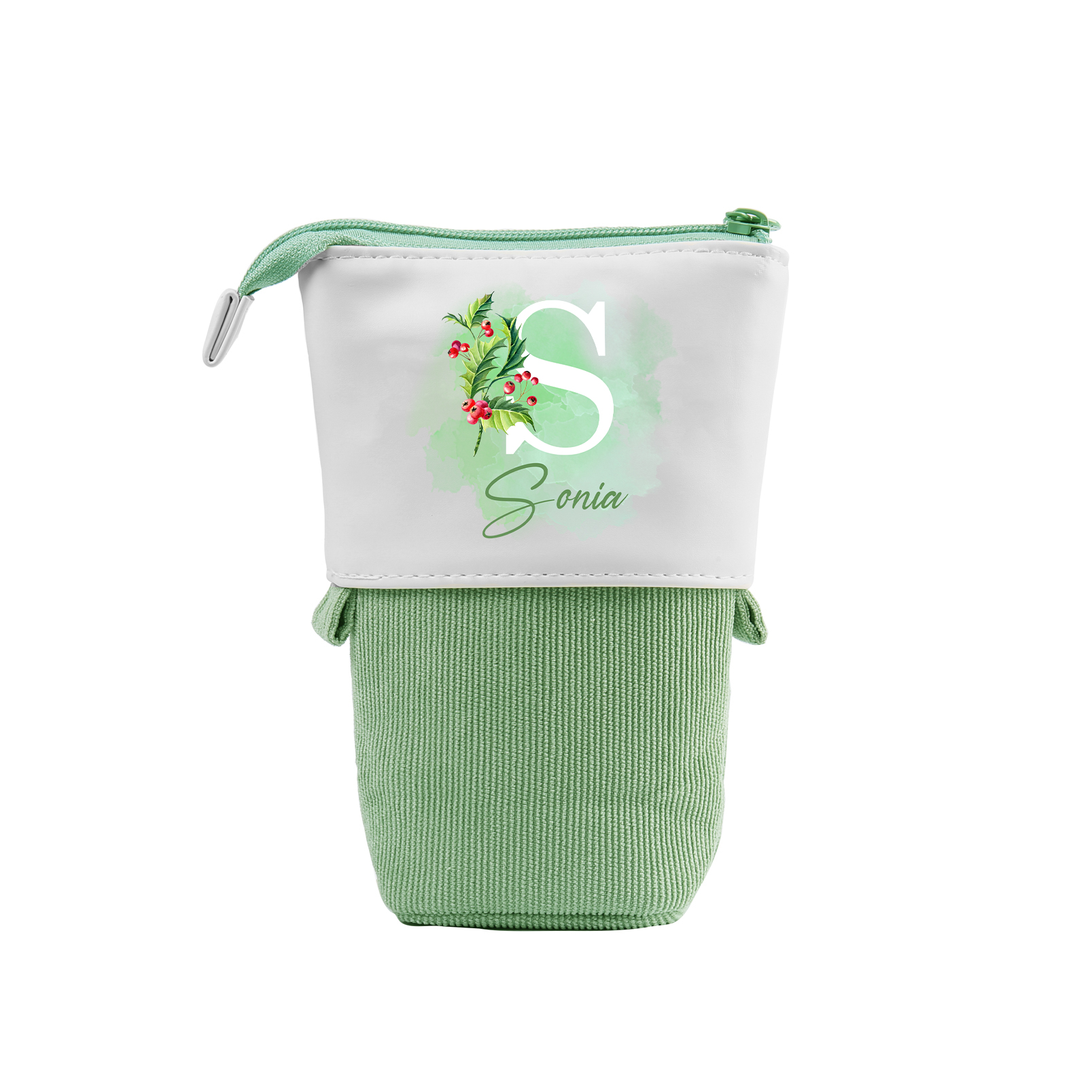 Personalized Pencil Case Custom Name & Letter & Birthday Flower Pen Pouch Back To School Gift for Kids