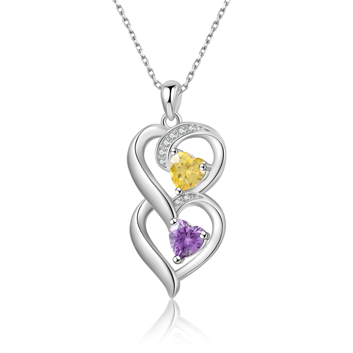 2 Name - Personalized Love Necklace with Customized Name and Birthstone, a Perfect and Exquisite Gift for Her