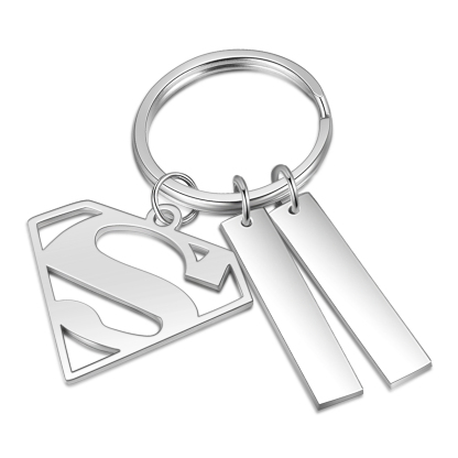 Custom Superman Sign Keychain Engrave 2 Names For Father