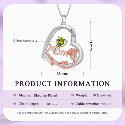 1 Name-Personalized Hearts Necklace Custom Birthstone Necklace Gifts for Mom