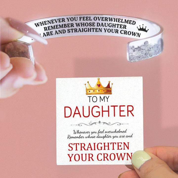 Whenever You Feel Overwhelmed, Personalized Wave Cuff Bangle Bracelet Gifts For Daughter