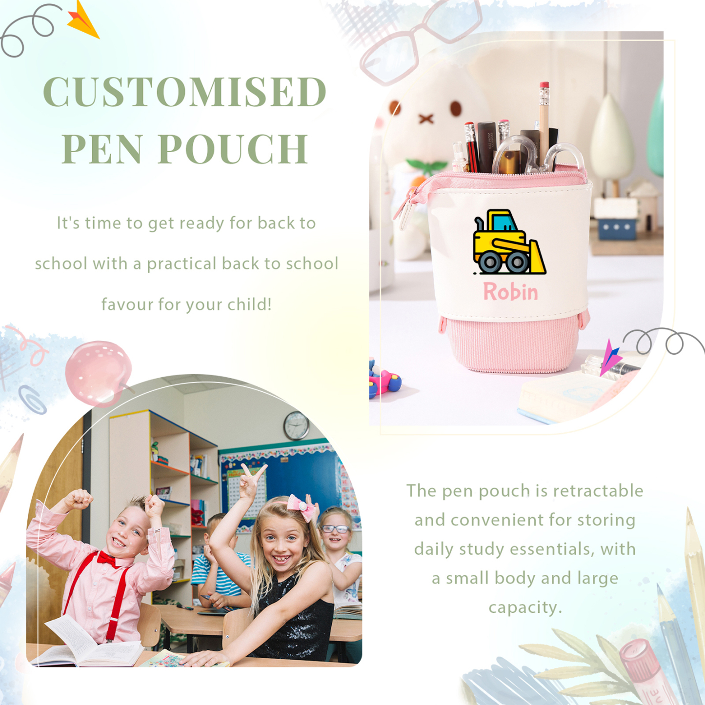 Personalized Name And Truck Pencil Case For Boys And Girls Back To School Gift