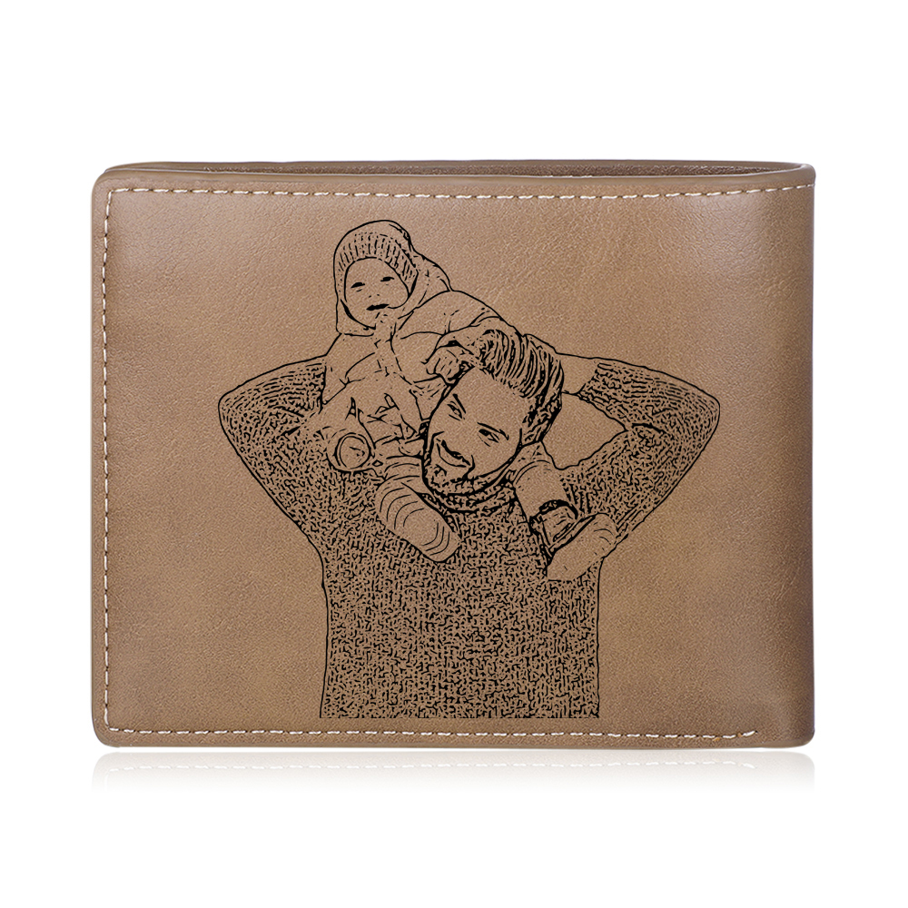 4 Names-Personalized Doll Customized Leather Men's Wallet Customized Name Folding Wallet for Dad