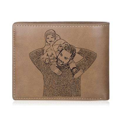 4 Names-Personalized Doll Customized Leather Men's Wallet Customized Name Folding Wallet for Dad