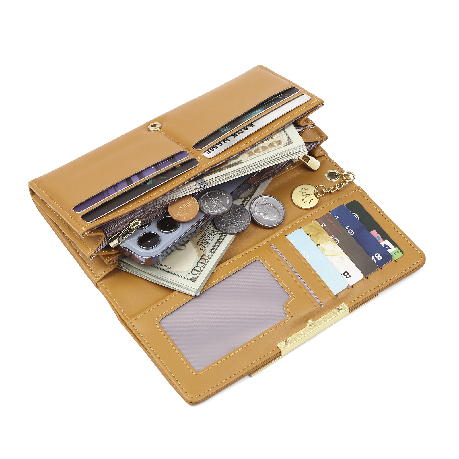 Personalised Women's Wallet with Custom Photo & Letter – PU Leather in Blue & Pink & Yellow Christmas Gift for Nan | Jessemade