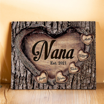 5 Names-Personalized Nana Wooden Ornament Custom Text And Date Home Decoration for Family