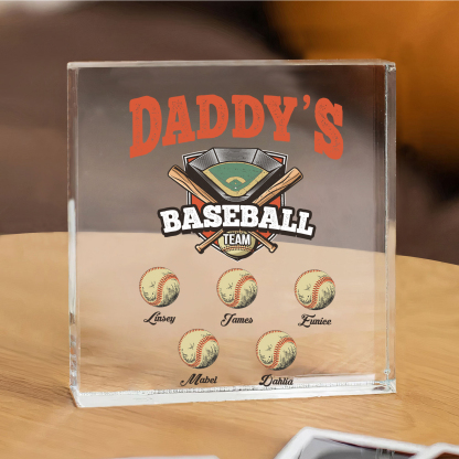 5 Names - Personalized Baseball Acrylic Keepsake Customized Name Acrylic Plaque Decoration Father's Day Gift for Dad