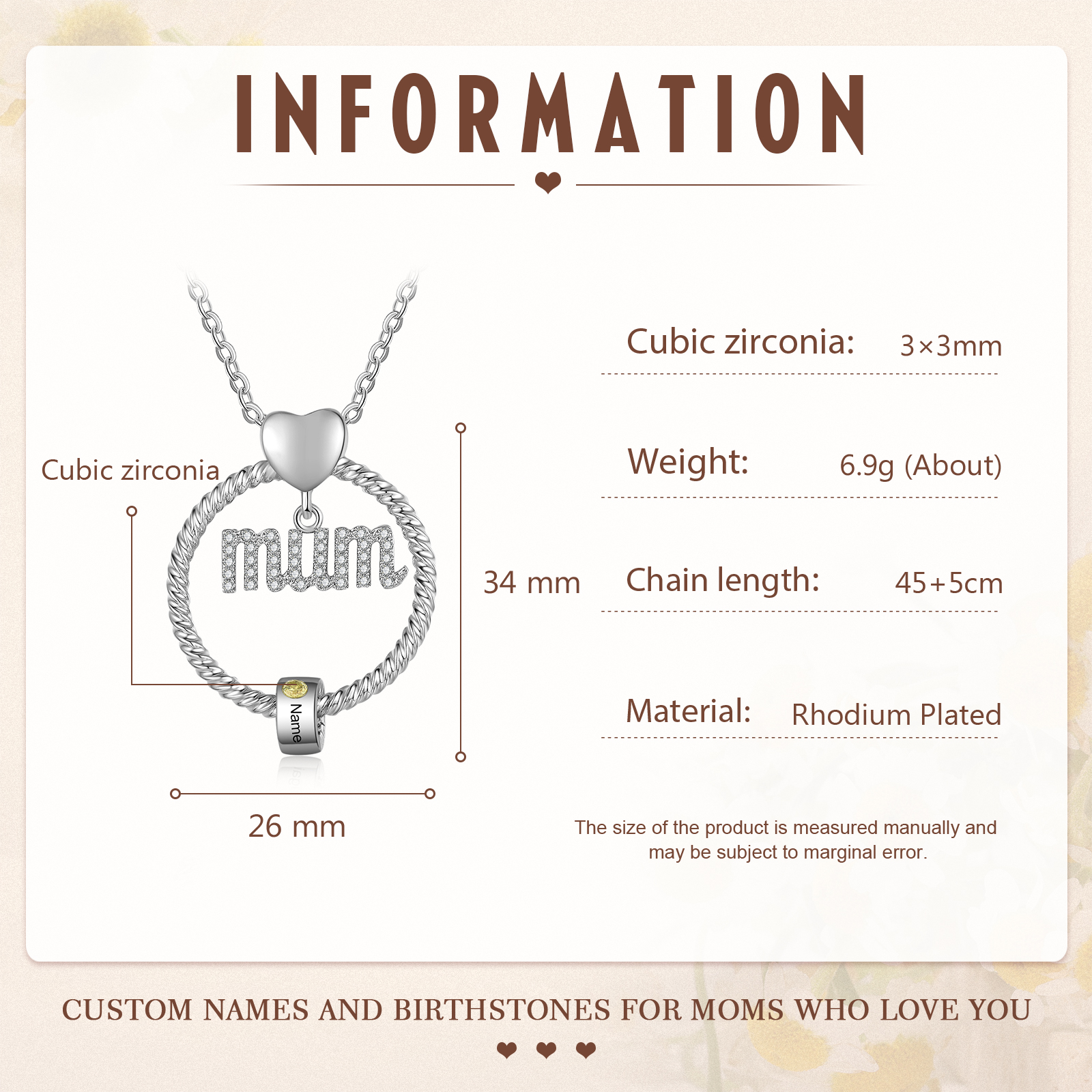 1 Name-Personalized Mom Necklace Set With  Premium Custom Necklace With 1 Birthstones Engraved Names Gift For Mother
