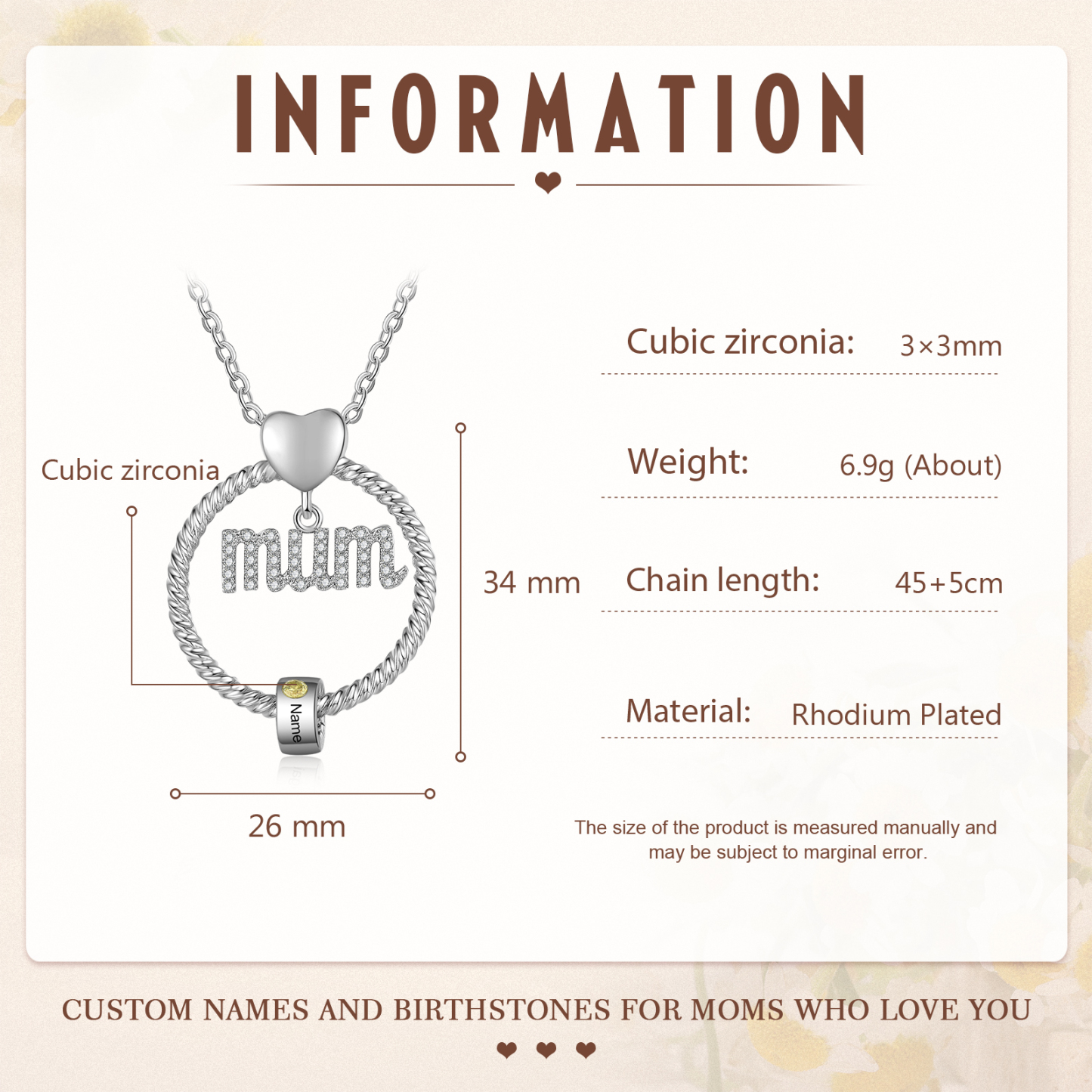 1 Name-Personalized Mom Necklace Set With  Premium Custom Necklace With 1 Birthstones Engraved Names Gift For Mother