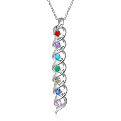 3 Names-Customized Necklace Cascading Pendant with 1-10 Birthstones Engraving 3 Names Gifts for Her
