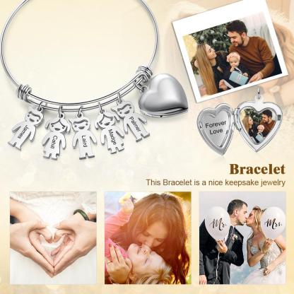 Personalized Heart Photo Locket Bracelet Custom Photo Bracelet Gifts For Mother