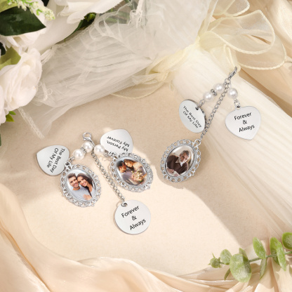 Personalized Memorial Bouquet Charm with Pearl Beads Custom 1-4 Photos