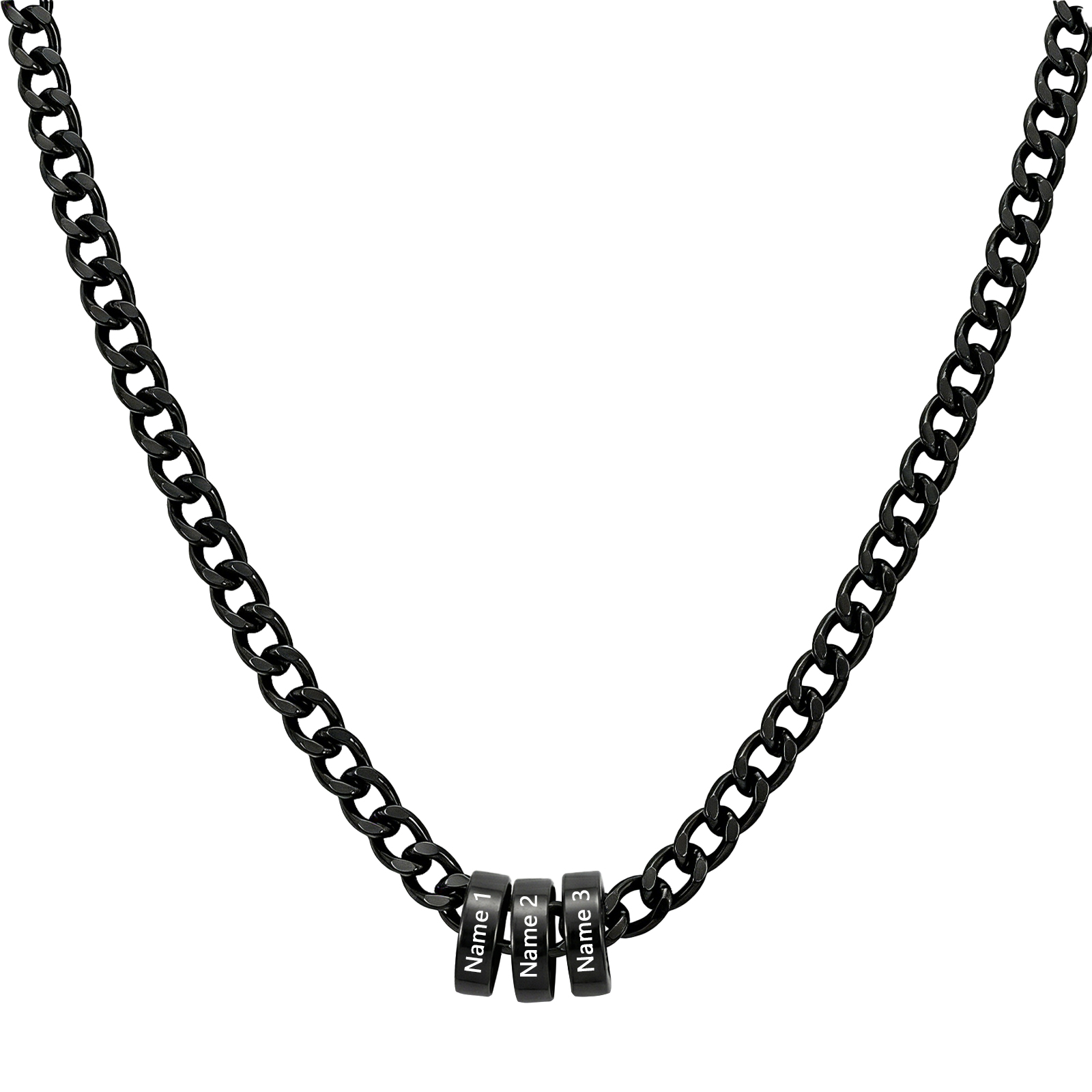 Personalized Stainless Steel Men’s Necklace Custom With 2-6 Name Beads For Men Dad Husband