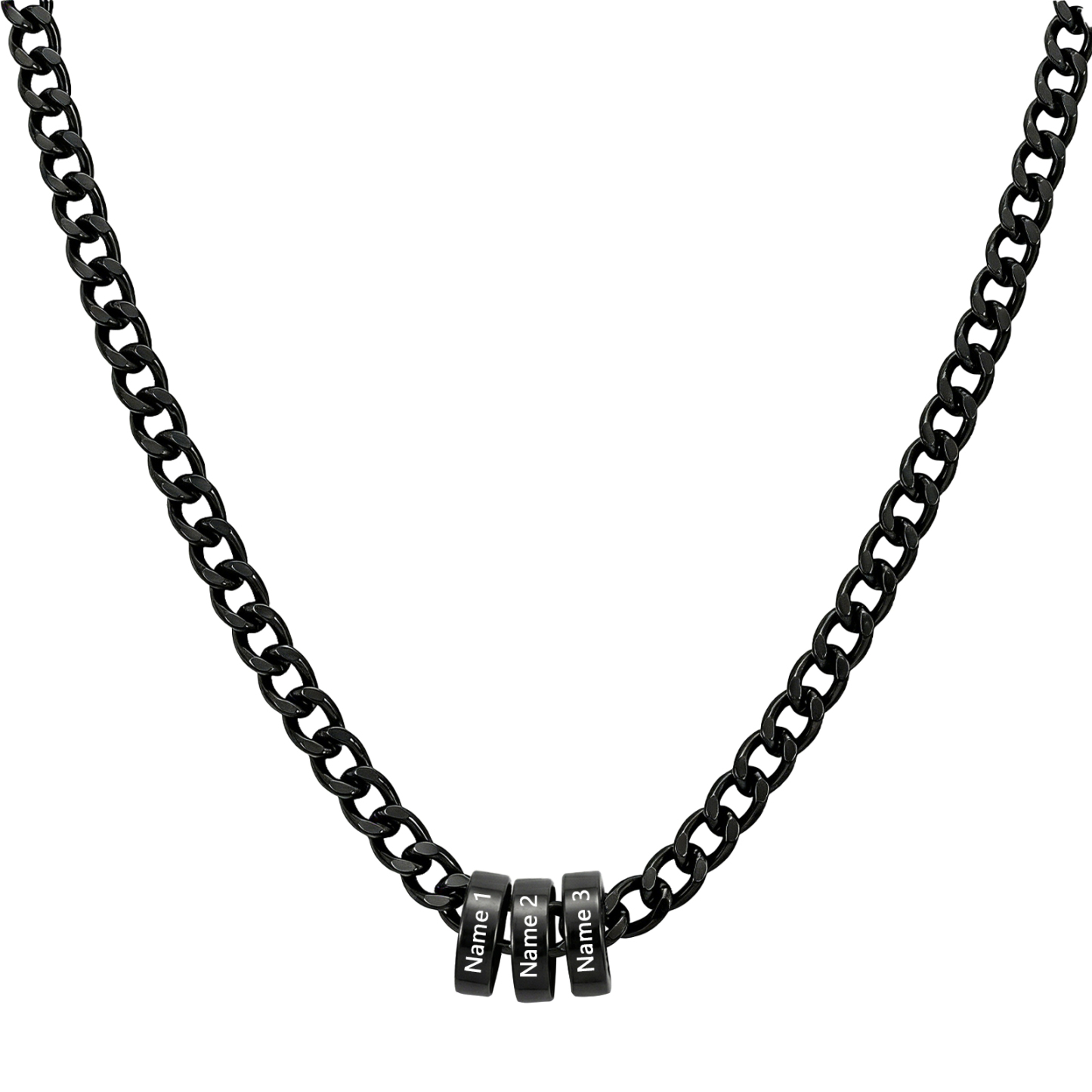 Personalized Stainless Steel Men’s Necklace Custom With 2-6 Name Beads For Men Dad Husband