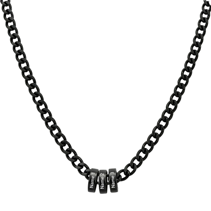 Personalized Stainless Steel Men’s Necklace Custom With 2-6 Name Beads For Men Dad Husband
