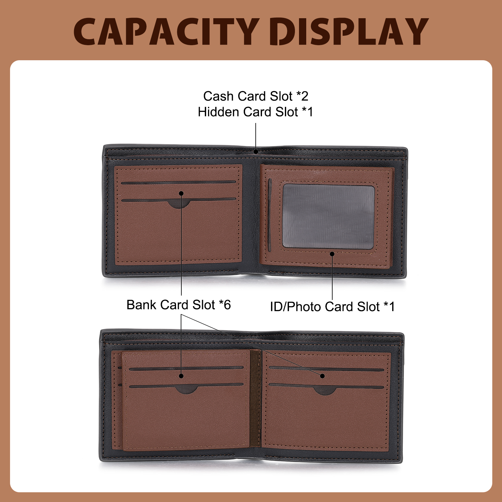 Personalized Men’s Leather Bifold Wallet with Engraved photo Custom Initials and Name