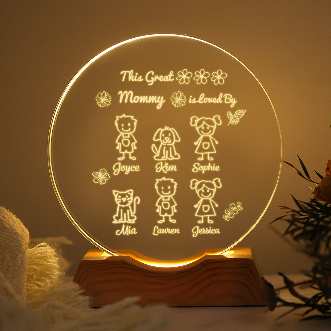 Personalized Crystal LED Night Light Customized with 1–6 Children’s Names