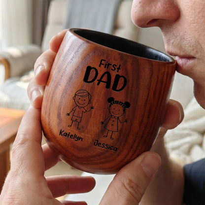 Personalized Wooden Whisky Cup for Dad or Grandpa Custom with 2-16 Children and Names