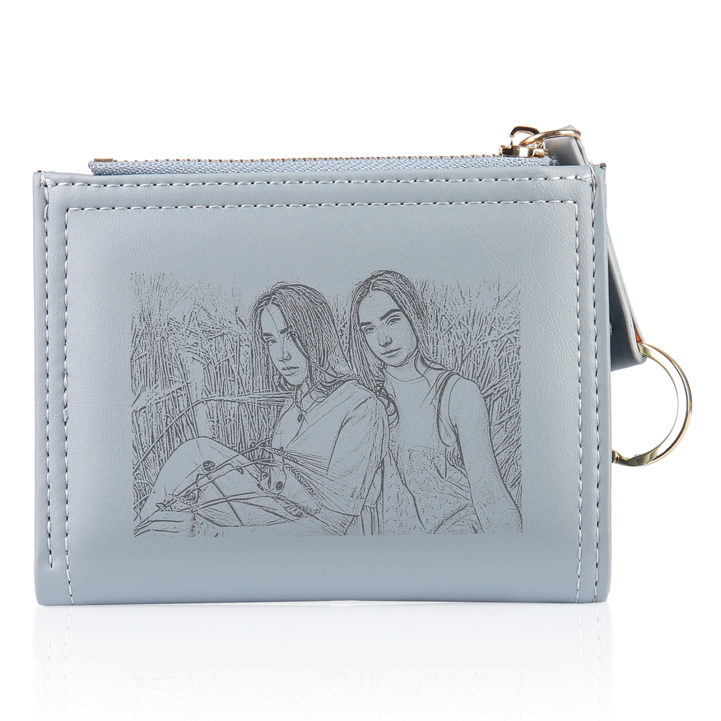 Personalized Photo And Text Pu Leather Zipper Wallet Coin Purse Three Colors Optional Gift For Women