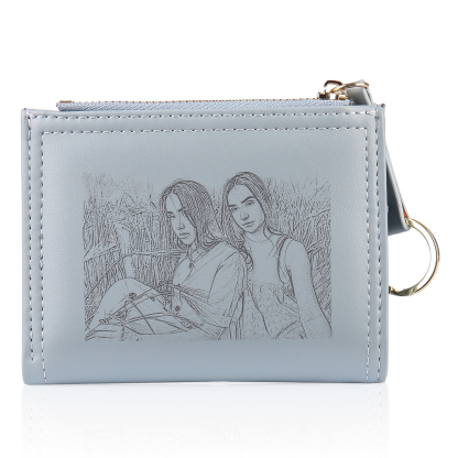 Personalized Photo And Text Pu Leather Zipper Wallet Coin Purse Three Colors Optional Gift For Women
