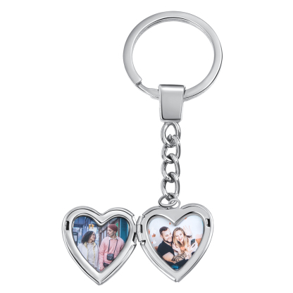Personalized Photo Keychain Custom 2 Photos Gifts For Him