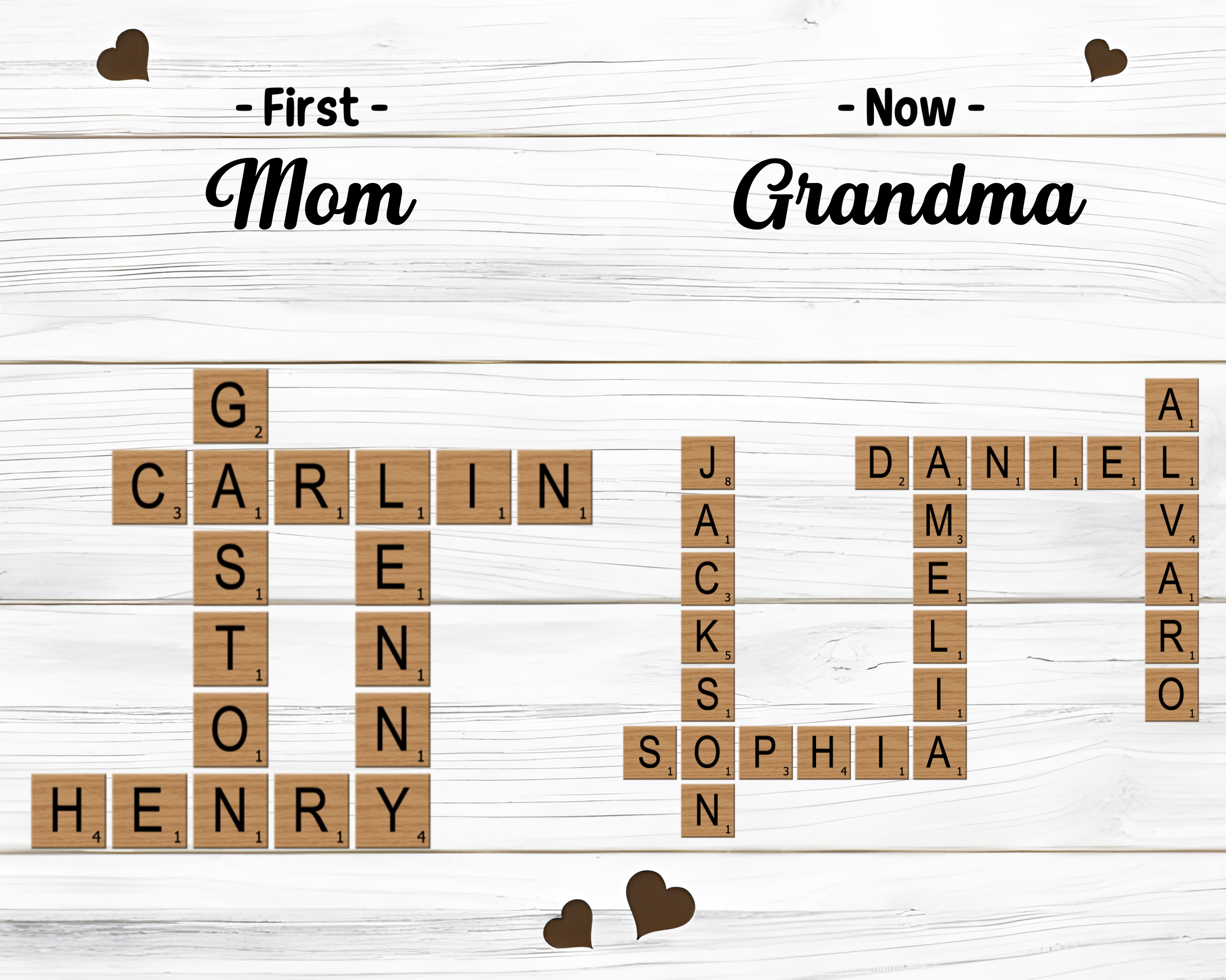 Personalized Wooden Plaque Crossword Family Keepsake Gift for Grandma | Jessemade