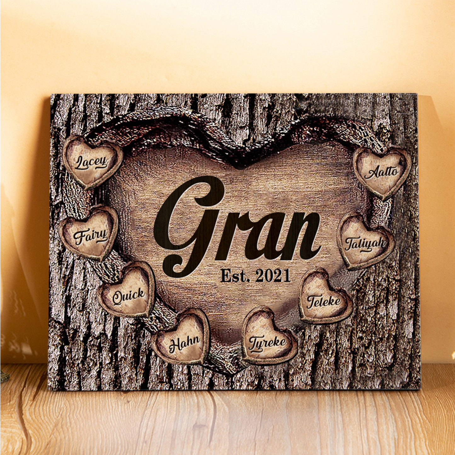 8 Names-Personalized Nana Wooden Ornament Custom Text And Date Home Decoration for Family