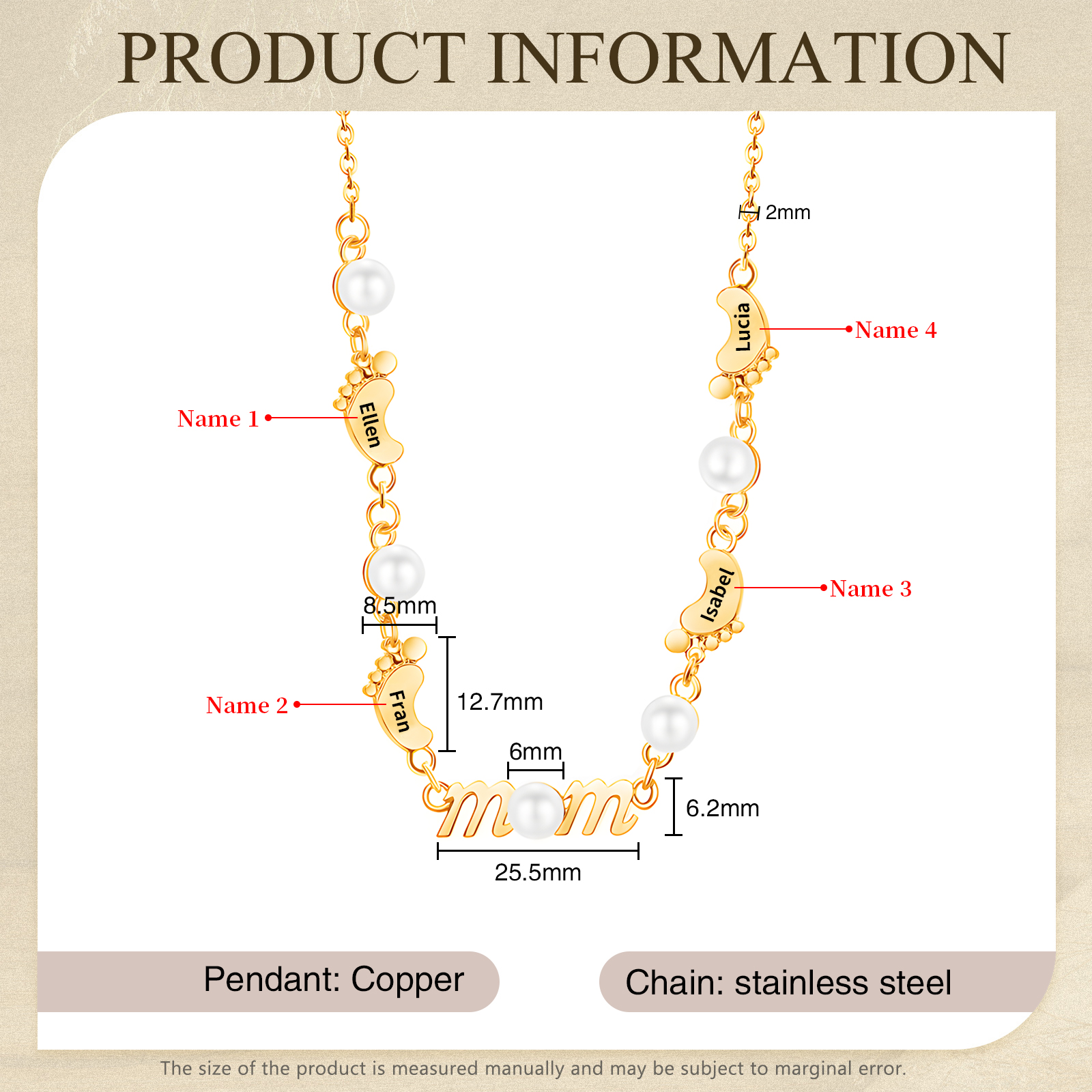 4 Names - Personalized Exquisite Pearl Necklace Supports Customized Name Necklace Gifts for Mom