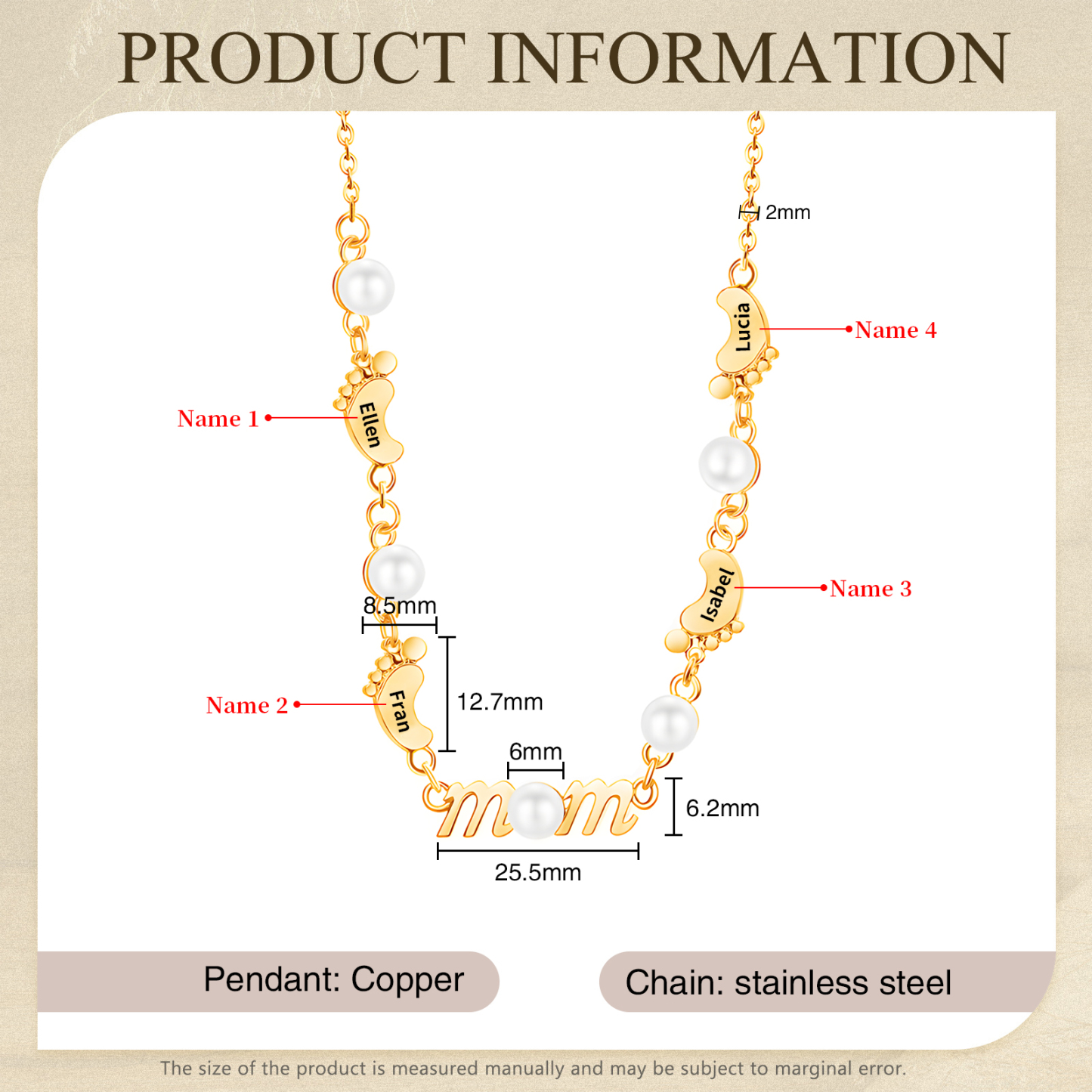 4 Names - Personalized Exquisite Pearl Necklace Supports Customized Name Necklace Gifts for Mom