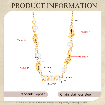 4 Names - Personalized Exquisite Pearl Necklace Supports Customized Name Necklace Gifts for Mom