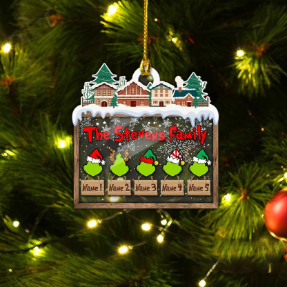 MERRY GRINCHMAS Grinch Personalized Christmas Ornament Engraved 5 Names Gifts For Family | Jessemade