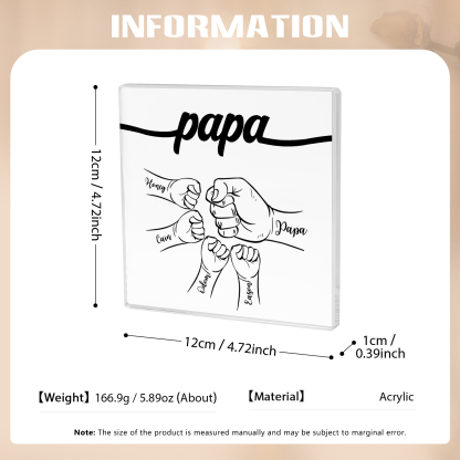 5 Names - Personalized Fist Acrylic  Keepsake Custom Text Acrylic Plaque Ornament Gift for Dad