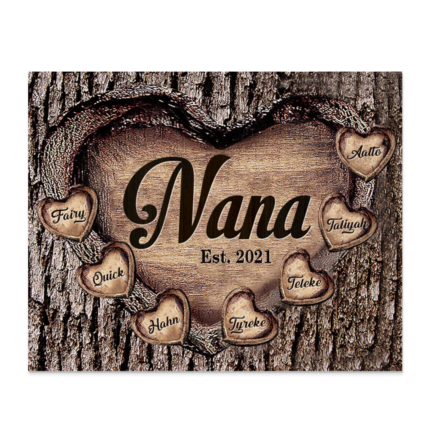 7 Names-Personalized Nana Wooden Ornament Custom Text And Date Home Decoration for Family
