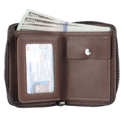 6 Names - Personalized Photo Text Custom Leather Men's Wallet Custom Name Zipper Wallet for Dad