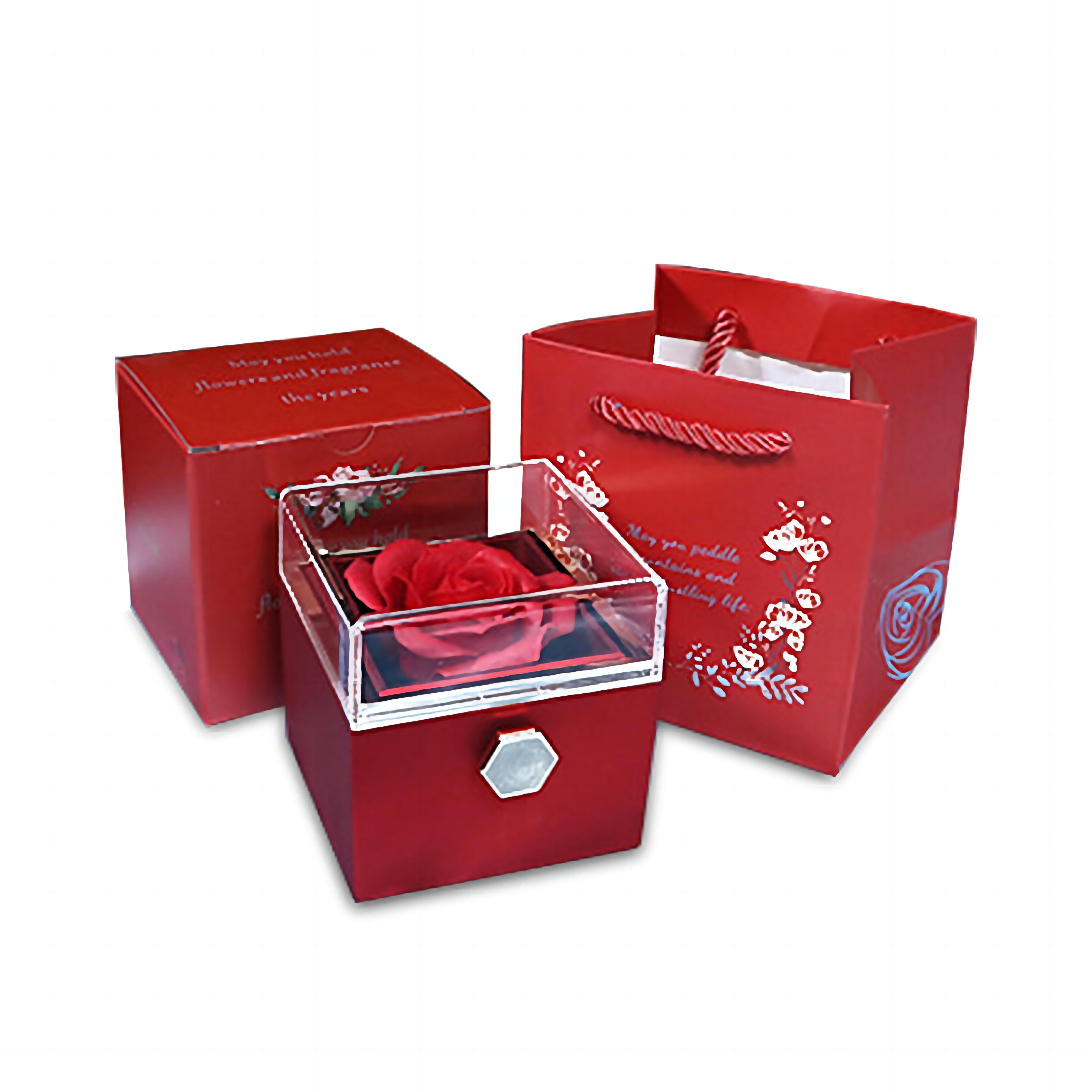 Rotatable Jewelry Box Enchanted Rose Jewelry Gift Package