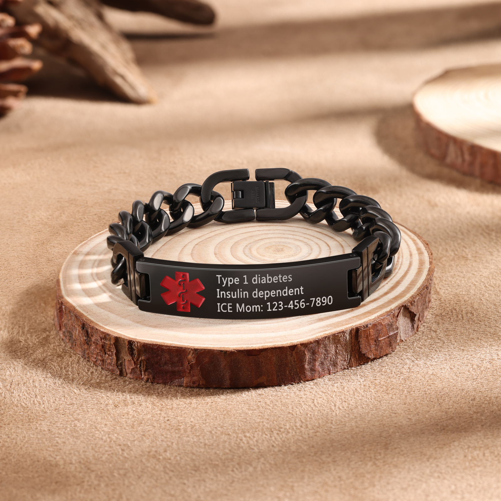 Custom Medical Alert ID Bracelet Practical Gift - Customized in the USA & Ships in 2 Days - for Dad, Mom, Grandpa, Grandma, Friend | Jessemade