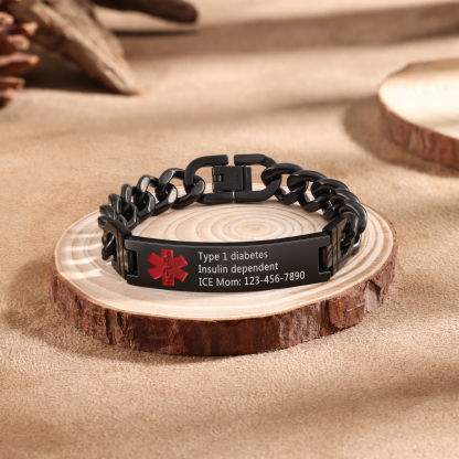 Custom Medical Alert ID Bracelet Practical Gift - Customized in the USA & Ships in 2 Days - for Dad, Mom, Grandpa, Grandma, Friend | Jessemade