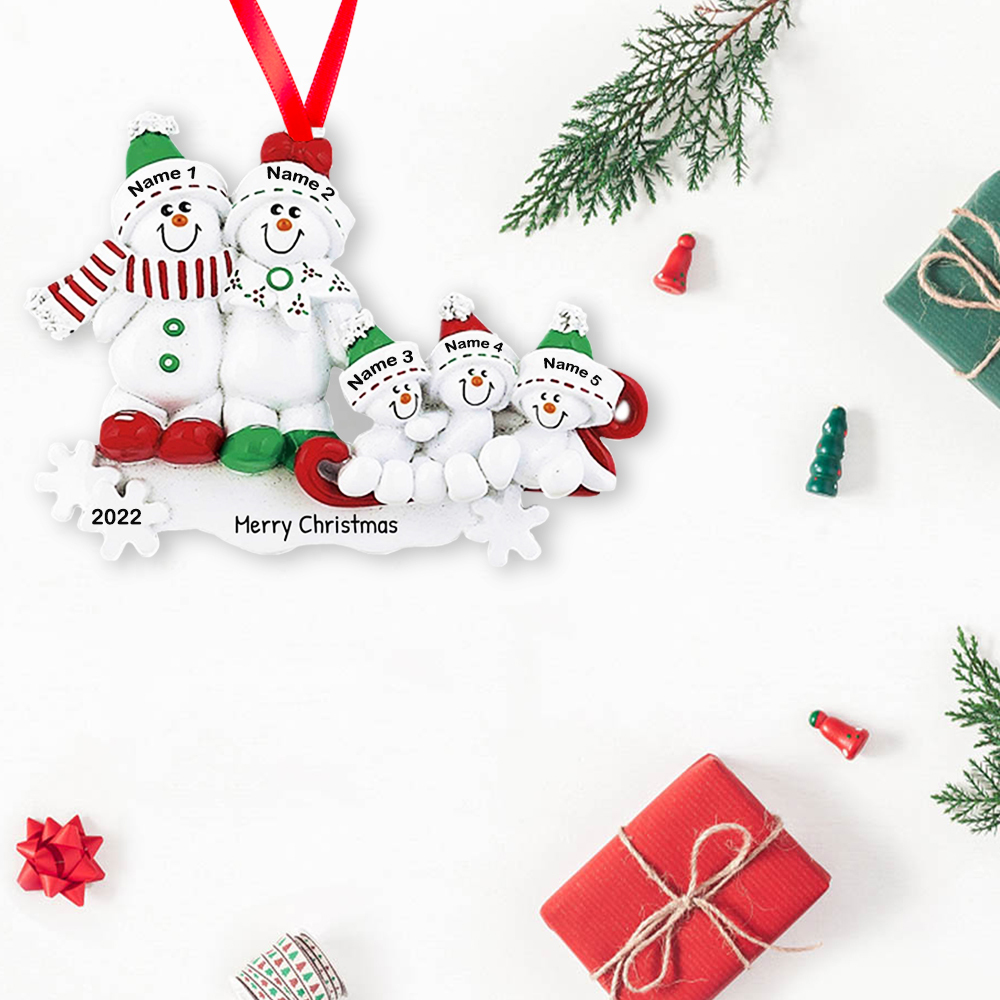 Snowmen Christmas Ornament Custom 3 Names Hanging Ornament Gifts For Family