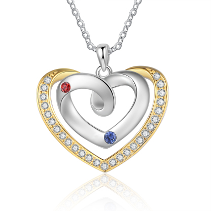 2 Names - Personalized Heart Necklace with Customized Names and Birthstone, A Perfect and Exquisite Gift for Her