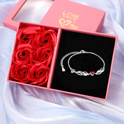 Personalized Infinity Bracelet With 1 Birthstone Engraved Names Bracelet Gift For Women