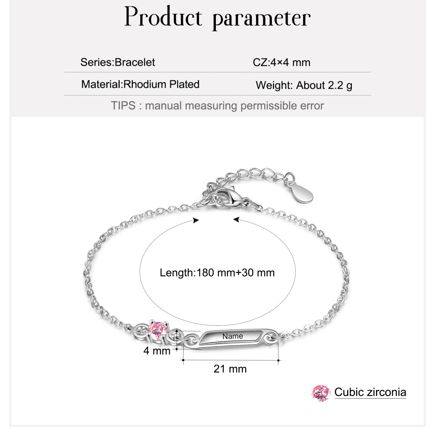 Personalized Family Name Bracelet With 1 Birthstones Engraved Names Gift For Her