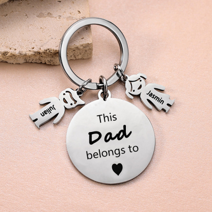 2 Names-This Mom Belongs to...Custom Keychain with Name & Text