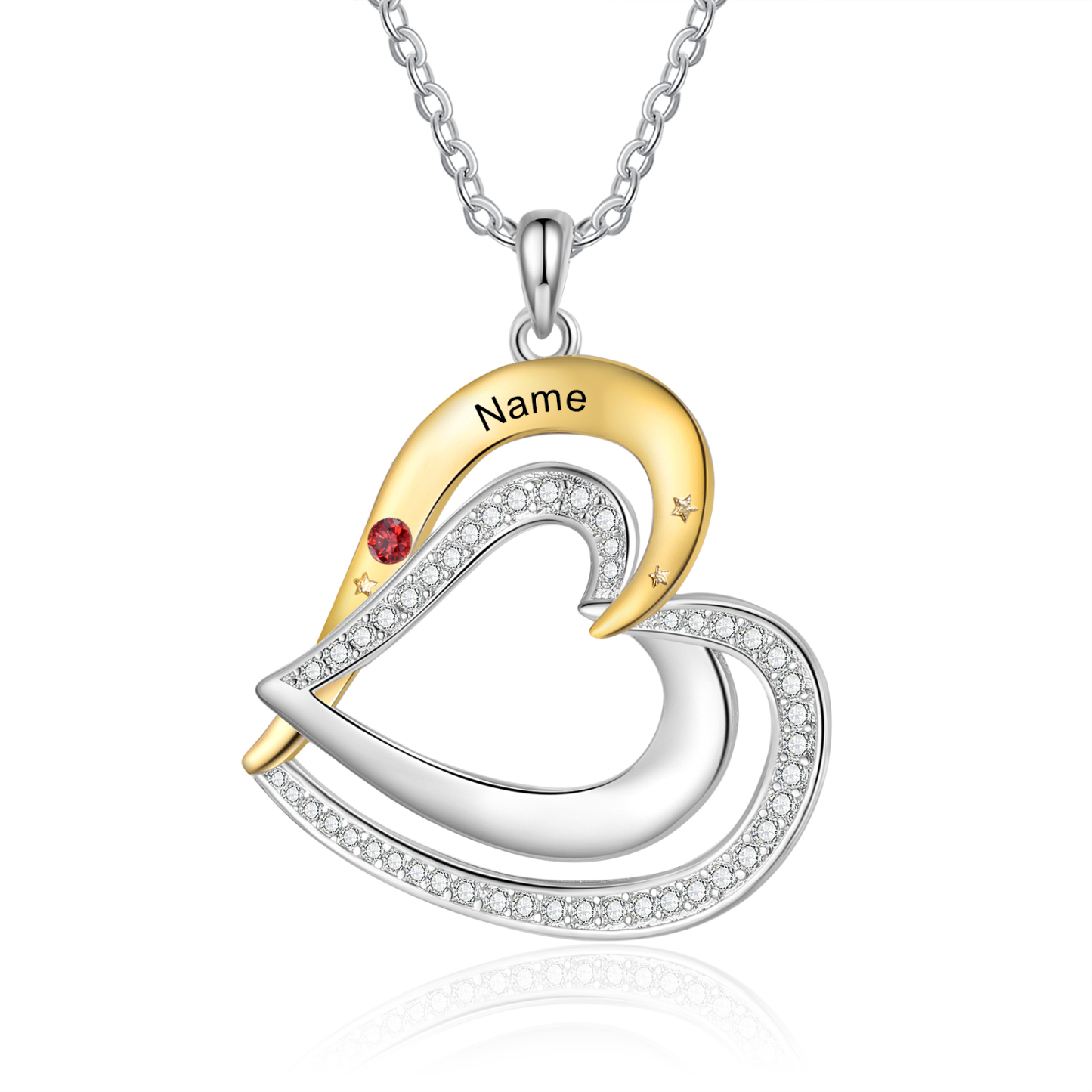 1 Name - Personalized Love Necklace with Customized Name and Birthstone, A Special Gift for Her