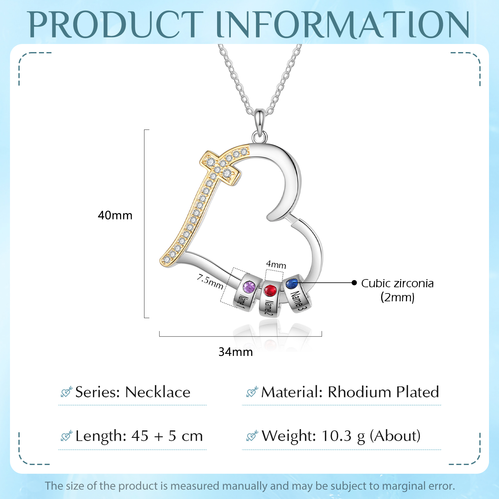 2-5 Names Personalized Customized Names and Birthstone Necklace Love Necklace Gift for Her