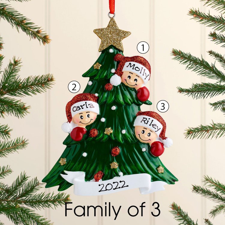 Family Christmas Ornament Custom 5 Names Hanging Ornament Gifts For Family