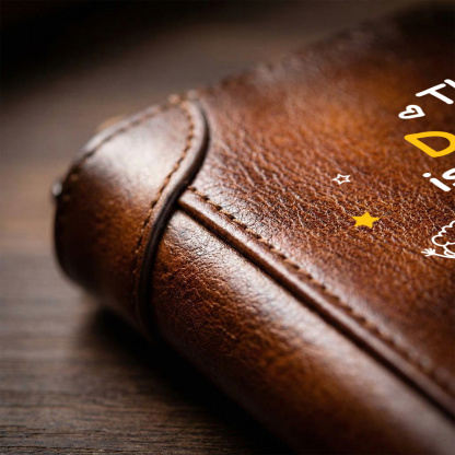 Personalized Genuine Leather Zip Card Holder Wallet for Men This DADDY is Loved By