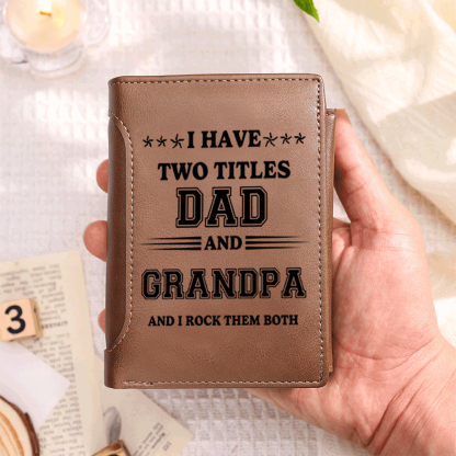 Gift for Grandpa – Personalized Name Wallet with Fist Element, Custom Engraving