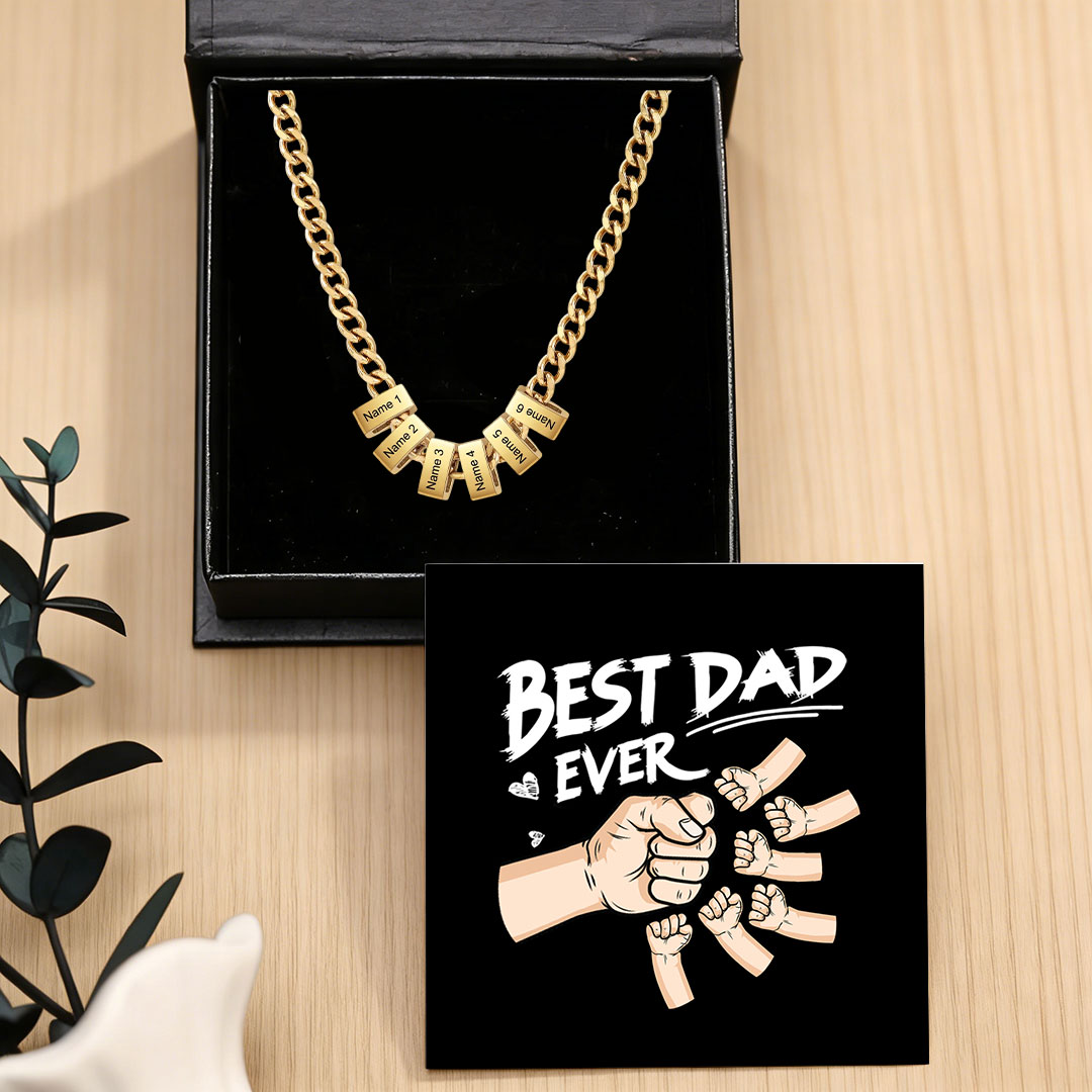 Personalized Mens Cuban Link Chain Necklace with 1–6 Names