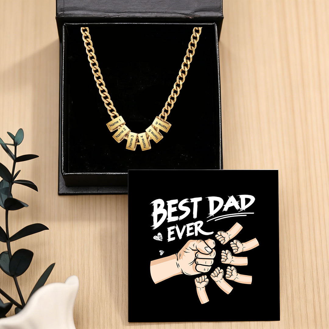 Personalized Mens Cuban Link Chain Necklace with 1–6 Names